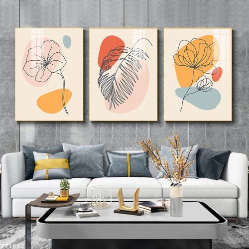 Tranh Canvas hoa và lá tối giản TT1092
