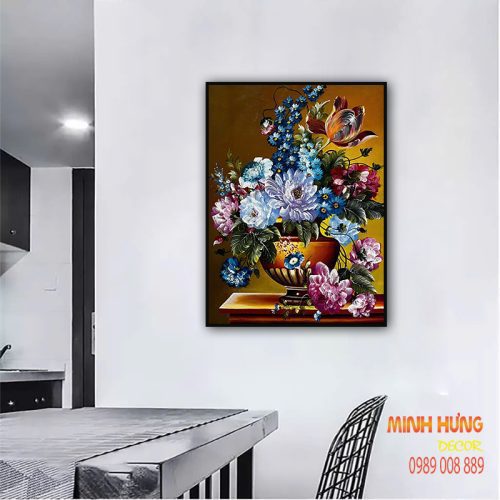 Tranh sơn dầu bình hoa xuân sắc TSD039