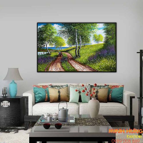 Tranh sơn dầu con đường quê thơ mộng TSD038