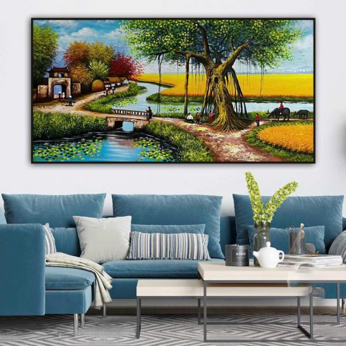 Tranh sơn dầu con đường về làng TSD047