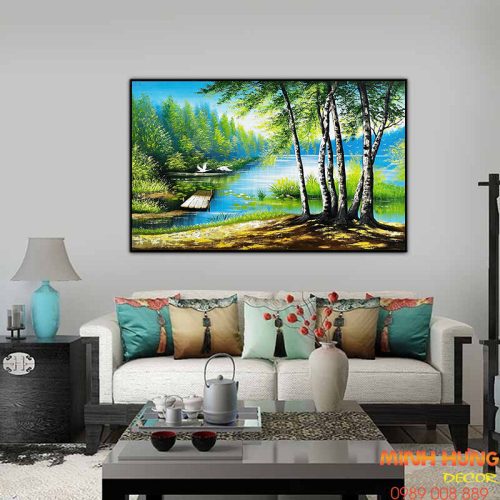 Tranh sơn dầu không gian tươi xanh TSD035