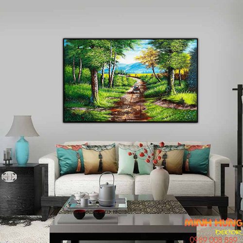 Tranh sơn dầu lối mòn trong rừng xanh TSD036