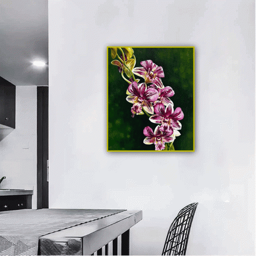 Tranh sơn dầu sắc hoa lan tím TSD021