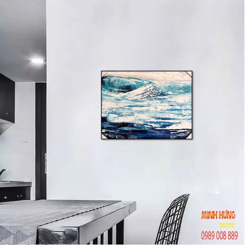 Tranh sơn dầu sóng biển xanh TSD064