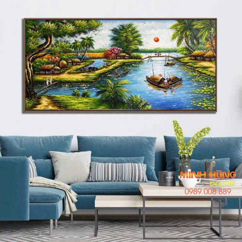 Tranh sơn dầu sông nước đồng quê TSD014