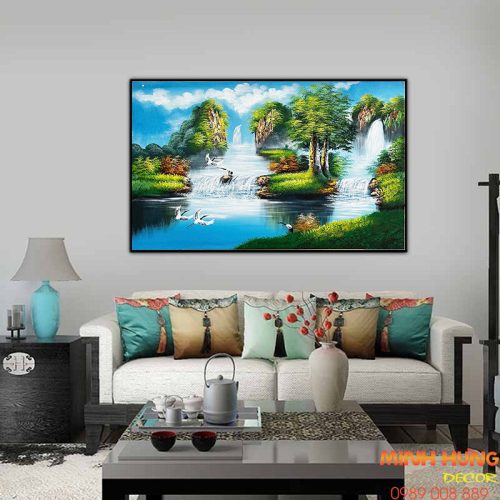 Tranh sơn dầu thác nước trong xanh TSD034