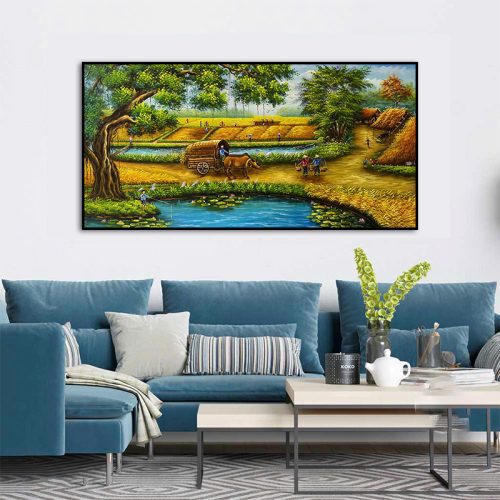 Tranh sơn dầu gốc đa đầu làng TSD062
