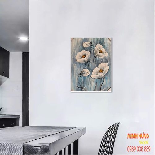 Tranh sơn dầu hoa trắng thơ mộng TSD065