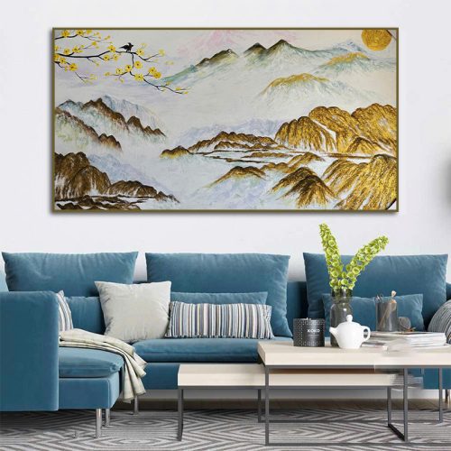 Tranh sơn dầu những ngọn núi hoàng kim TSD066