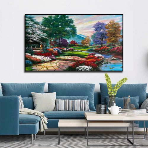 Tranh sơn dầu vườn xuân mơ mộng TSD060