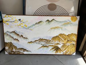 Tranh sơn dầu những ngọn núi hoàng kim TSD066