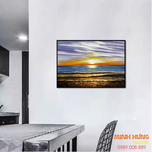 Tranh sơn dầu cảnh biển lúc chiều tà TSD070