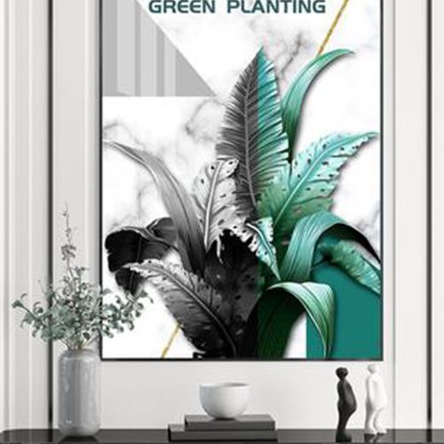 Tranh tráng gương cây xanh đơn sắc TGH8106
