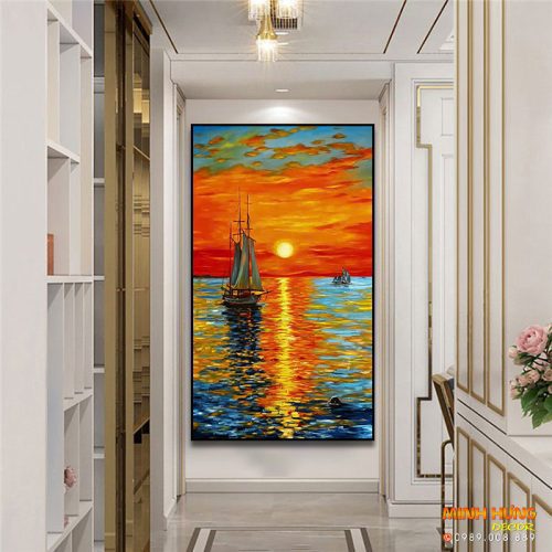 Tranh phong cảnh hoàng hôn trên biển TSD069