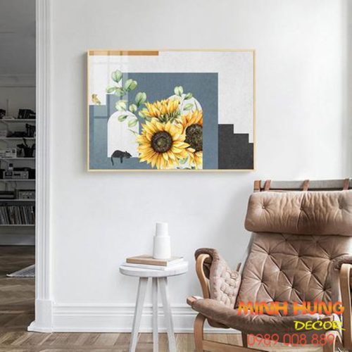 Tranh tráng gương hoa hướng dương TGH8166