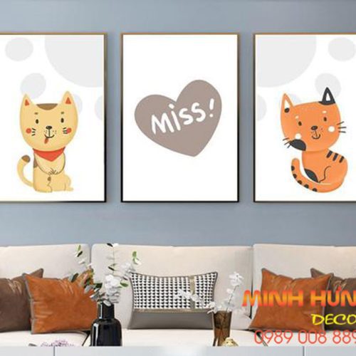 Tranh động vật 2 con mèo nhớ nhau TGH8222