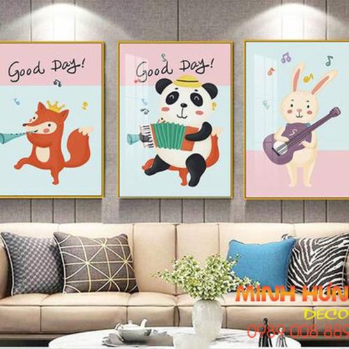 Tranh động vật chơi nhạc cụ âm nhạc TGH8223