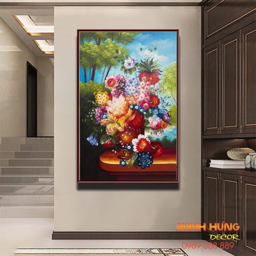 Tranh hoa mẫu đơn sắc màu TSD109