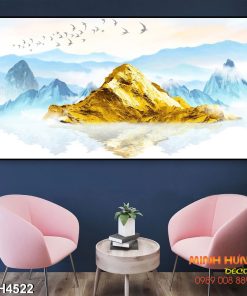 Tranh phong cảnh núi vàng trong sương TGH4522