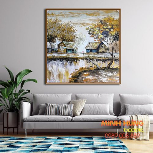 Tranh sơn dầu ngôi làng nhỏ miền tây TSD118