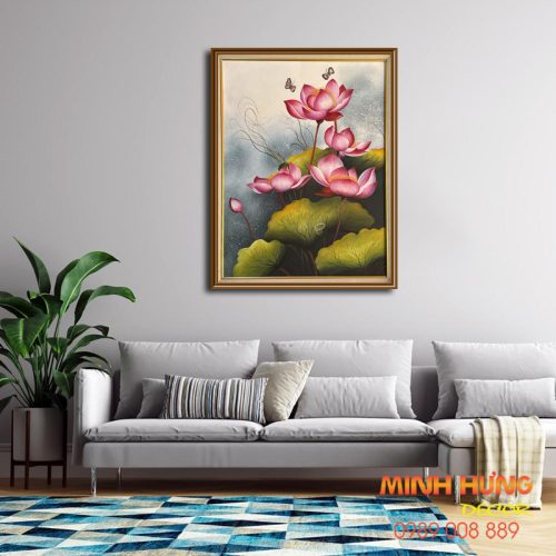 Tranh sơn dầu hoa sen TSD117