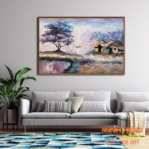 Tranh sơn dầu phong cảnh miền quê TSD124