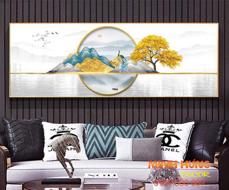 Tranh tráng gương sơn thủy hữu tình TGH8301