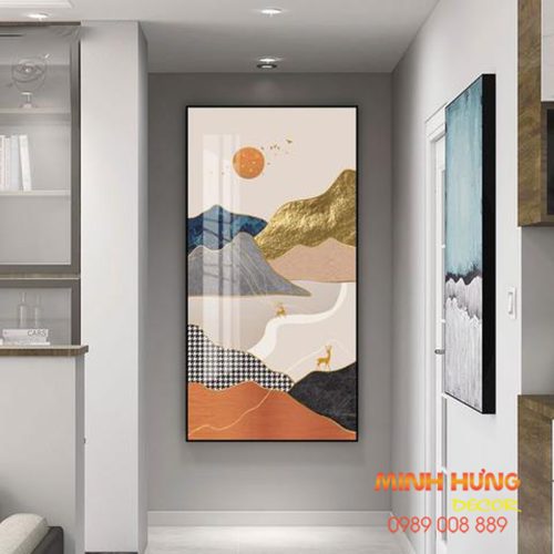 Tranh tráng gương dãy núi trừu tượng TGH8448