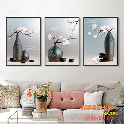 Tranh tráng gương bình hoa TGH8483