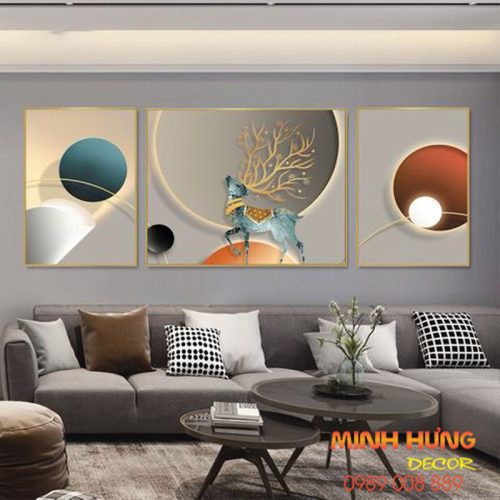 Tranh tráng gương hươu và hình cầu TGH8577