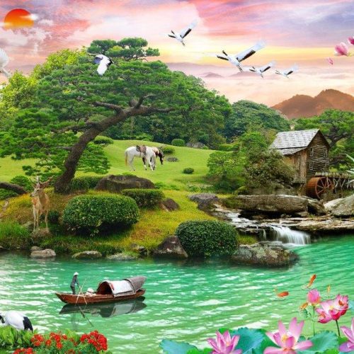 Tranh dán tường phong cảnh Á Đông FM_51547