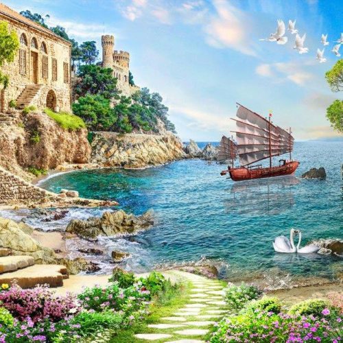 Tranh dán tường phong cảnh biển FM_30451