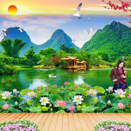 Tranh dán tường phong cảnh hồ nước FM_60267