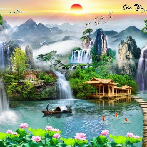 Tranh dán tường phong cảnh sơn thủy FM_30634