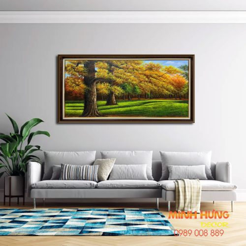 Tranh sơn dầu phong cảnh rừng cây thu TSD151