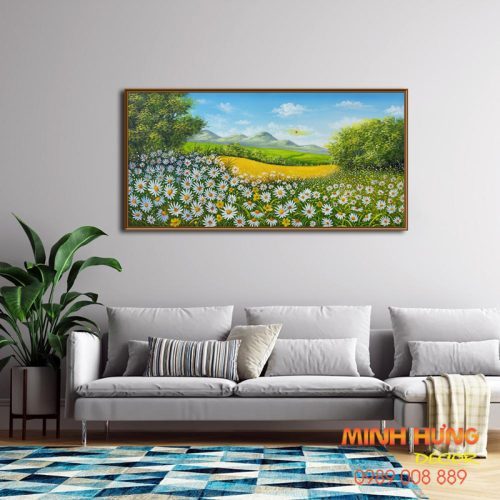 Tranh sơn dầu cánh đồng hoa cúc TSD144