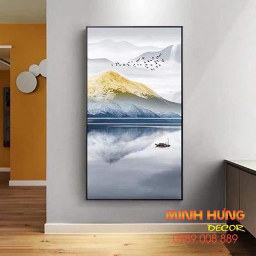 Tranh tráng gương phong cảnh hồ núi TGH8591