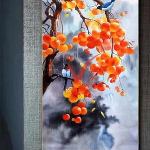 Tranh cây hồng và chim lam TGH8592