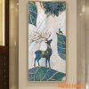 Tranh tráng gương hươu phong thủy TGH8609