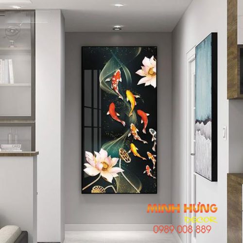 Tranh cá chép và hoa sen phong thủy TGH8610