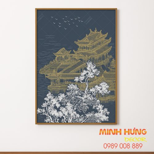 Tranh kiến trúc cổ phong cách Á Đông TGH8613