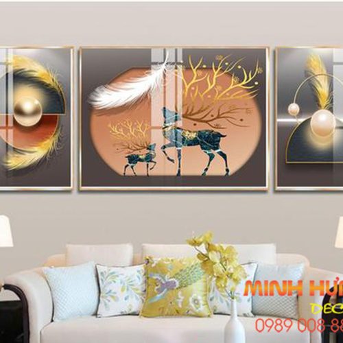 Tranh tráng gương gia đình hươu TGH8639