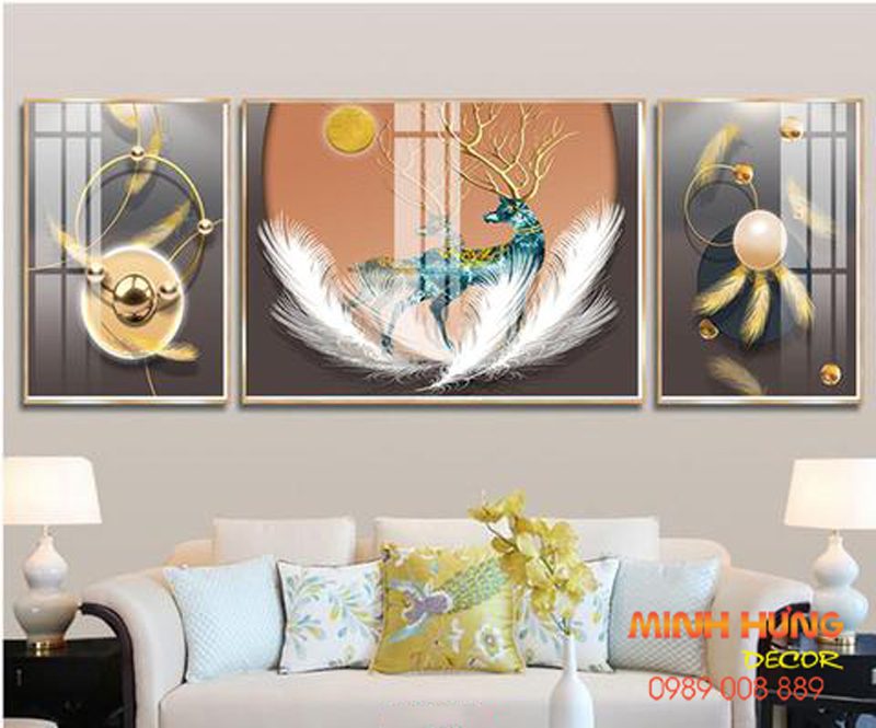 Tranh tráng gương hươu nhìn mình TGH8641
