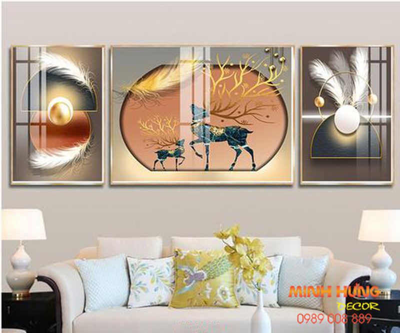 Tranh tráng gương mẹ con hươu TGH8647