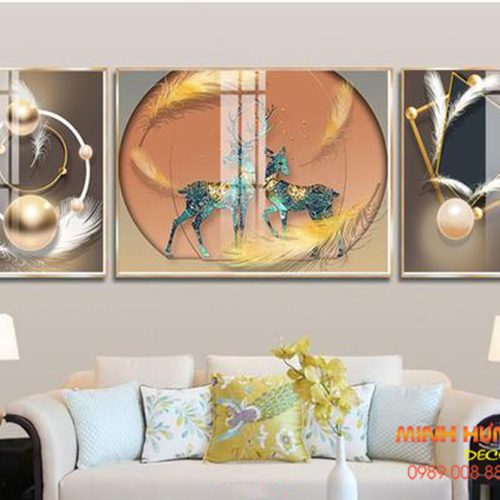 Tranh tráng gương cặp đôi hươu TGH8648
