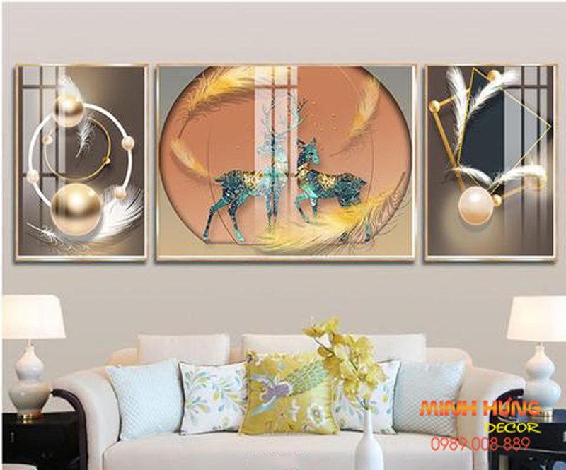 Tranh tráng gương cặp đôi hươu TGH8648