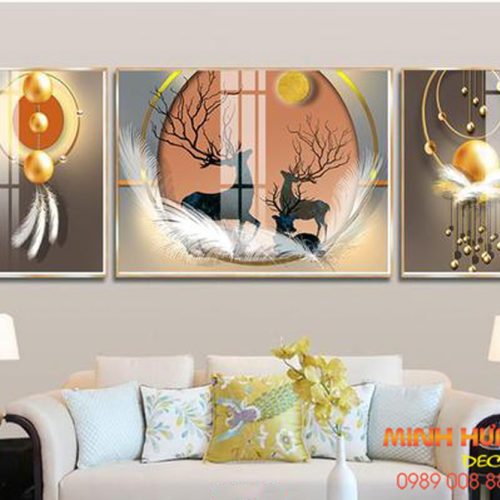 Tranh tráng gương gia đình hươu TGH8649
