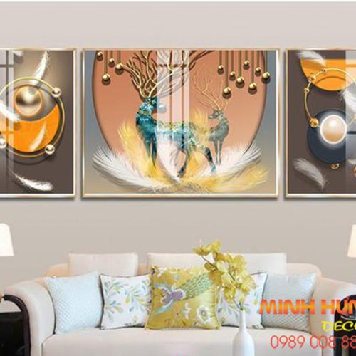 Tranh tráng gương chú hươu mơ màng TGH8650