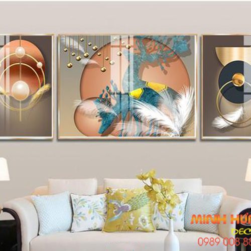 Tranh tráng gương hươu vũ ánh kim TGH8651