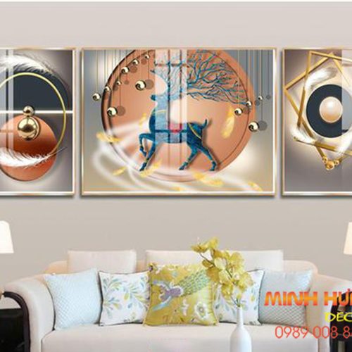 Tranh tráng gương linh hươu ngân vũ TGH8653